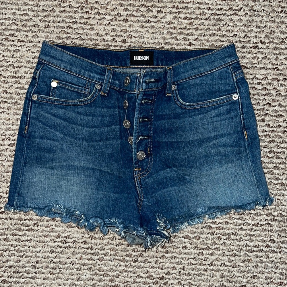 Hudson high rise button up denim shorts size 27